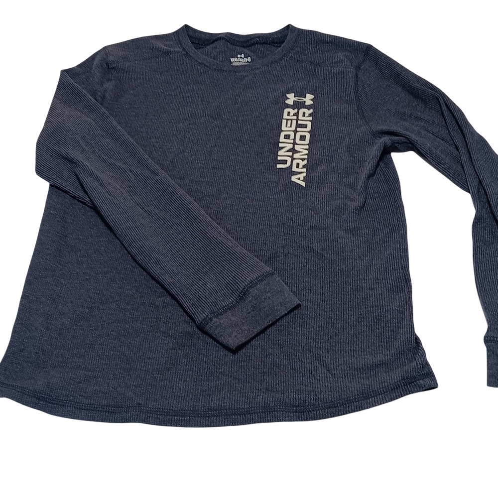 Under Armour Boys LG Gray Thermal Long Sleeve‎ Shirt Youth Large Athletic Fit E8